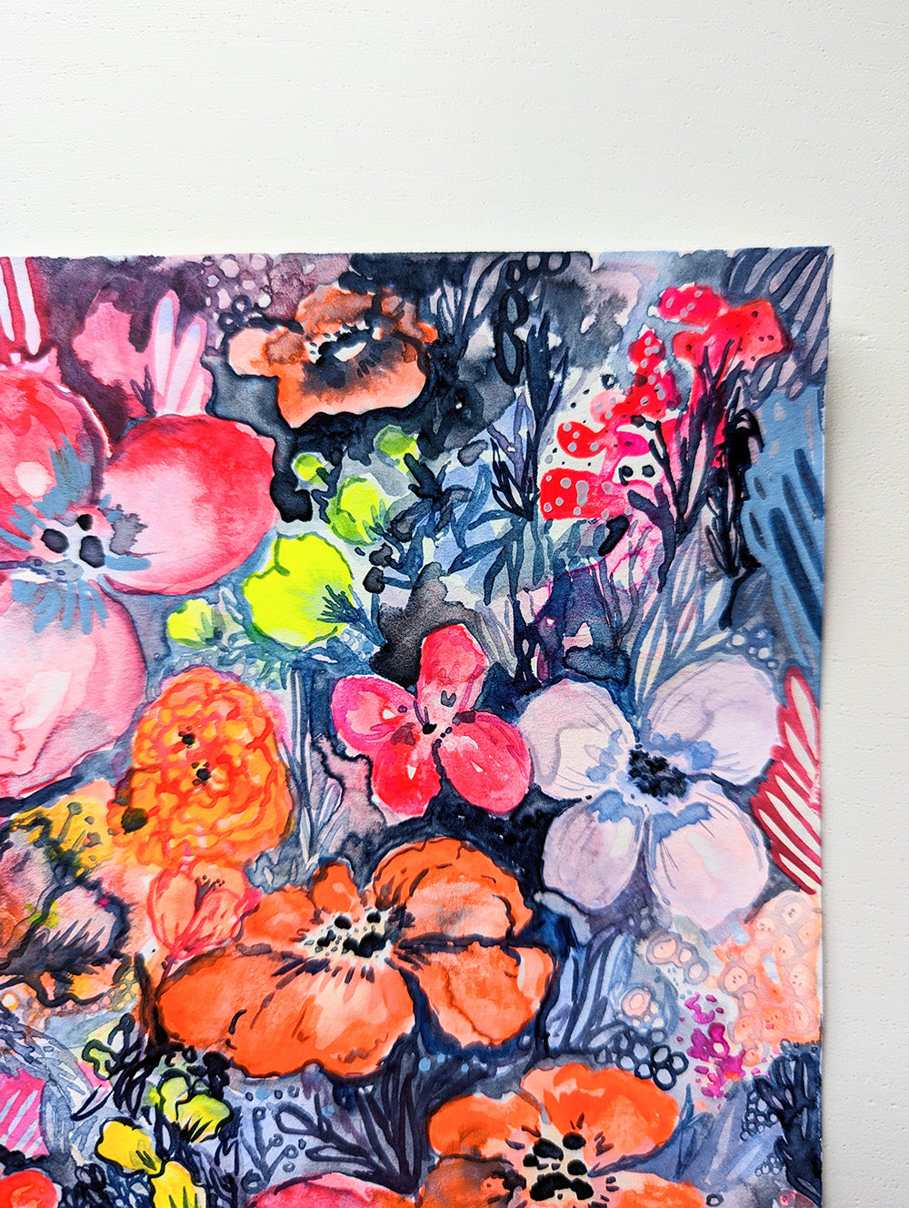 Neon Floral #1 - Original Painting by Briana Feola