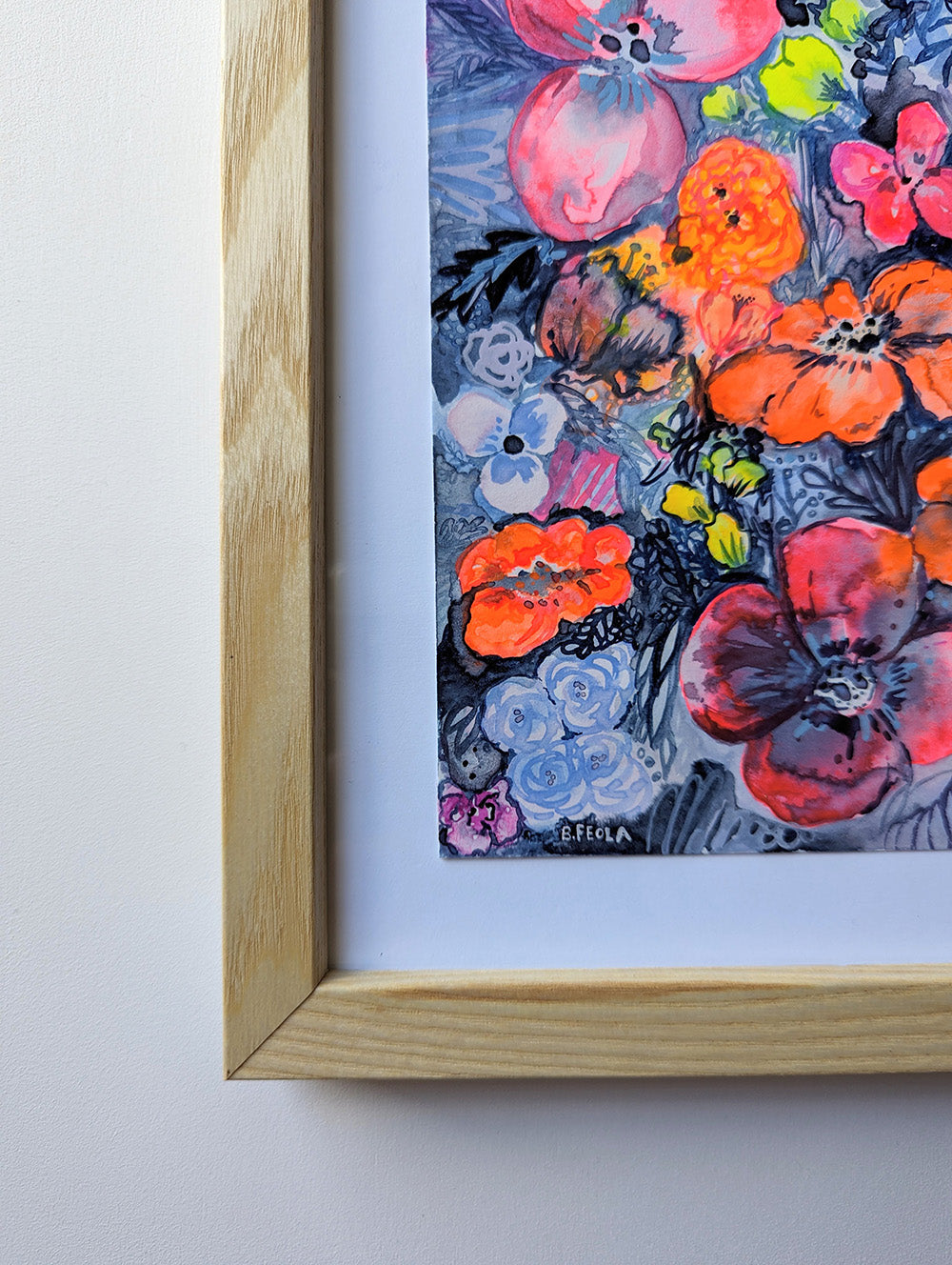 Neon Floral #1 - Original Painting by Briana Feola