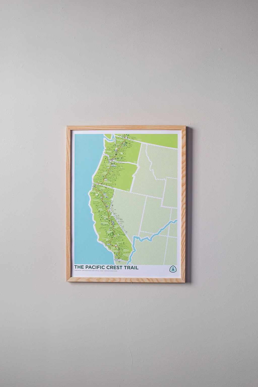 The Pacific Crest Trail Map Print by Brainstorm - PCT Trail Map