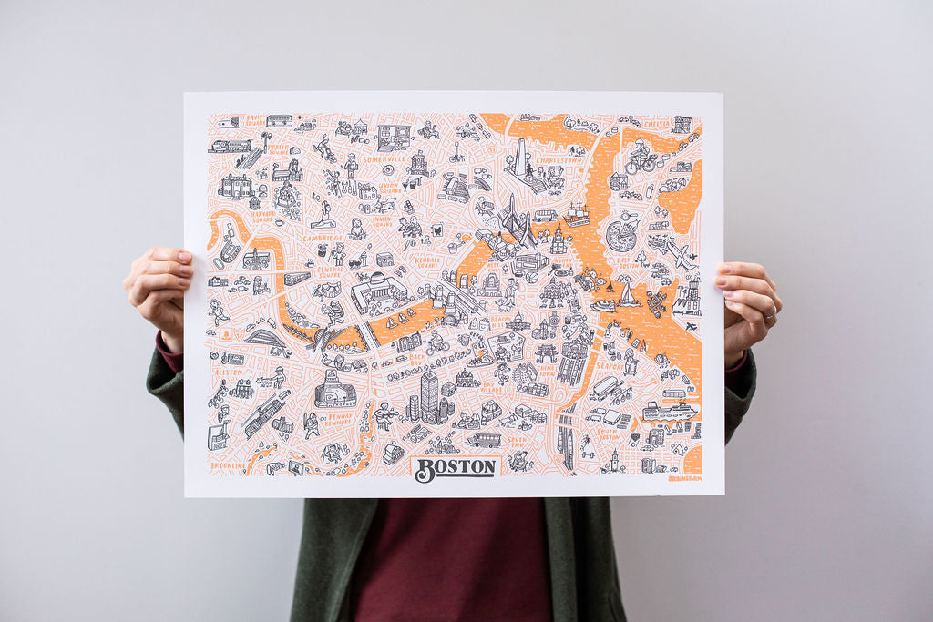 Boston Map Screenprint by Brainstorm