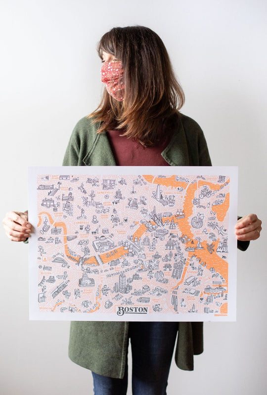 Boston Map Screenprint by Brainstorm