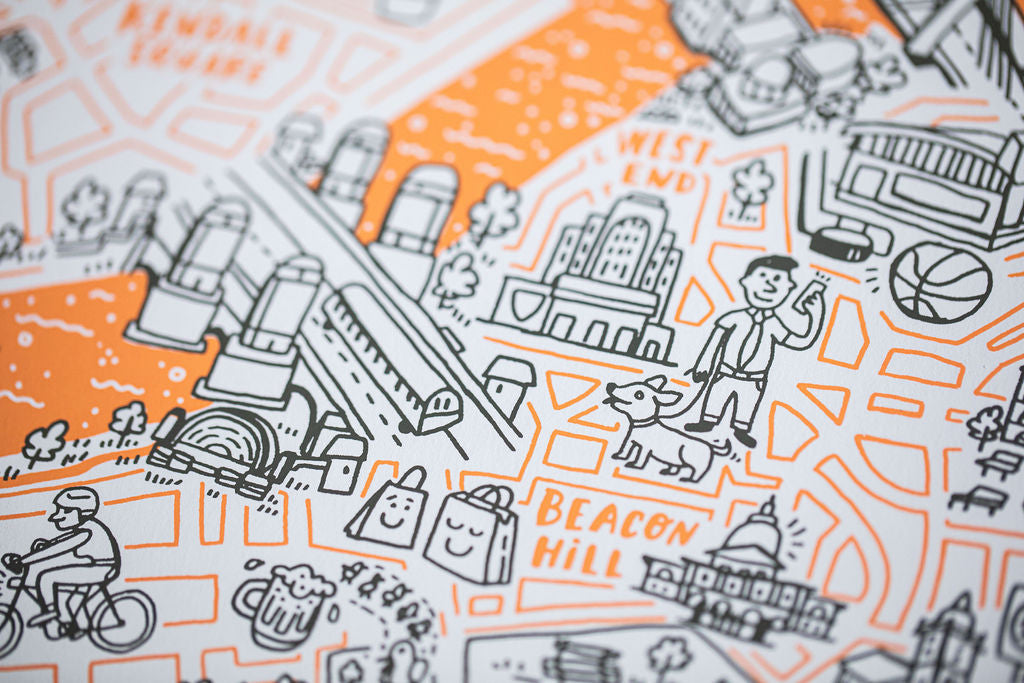 Boston Map Screenprint by Brainstorm