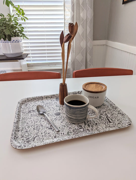 Coffee & Tea Illustrated Birch Trays by Brainstorm